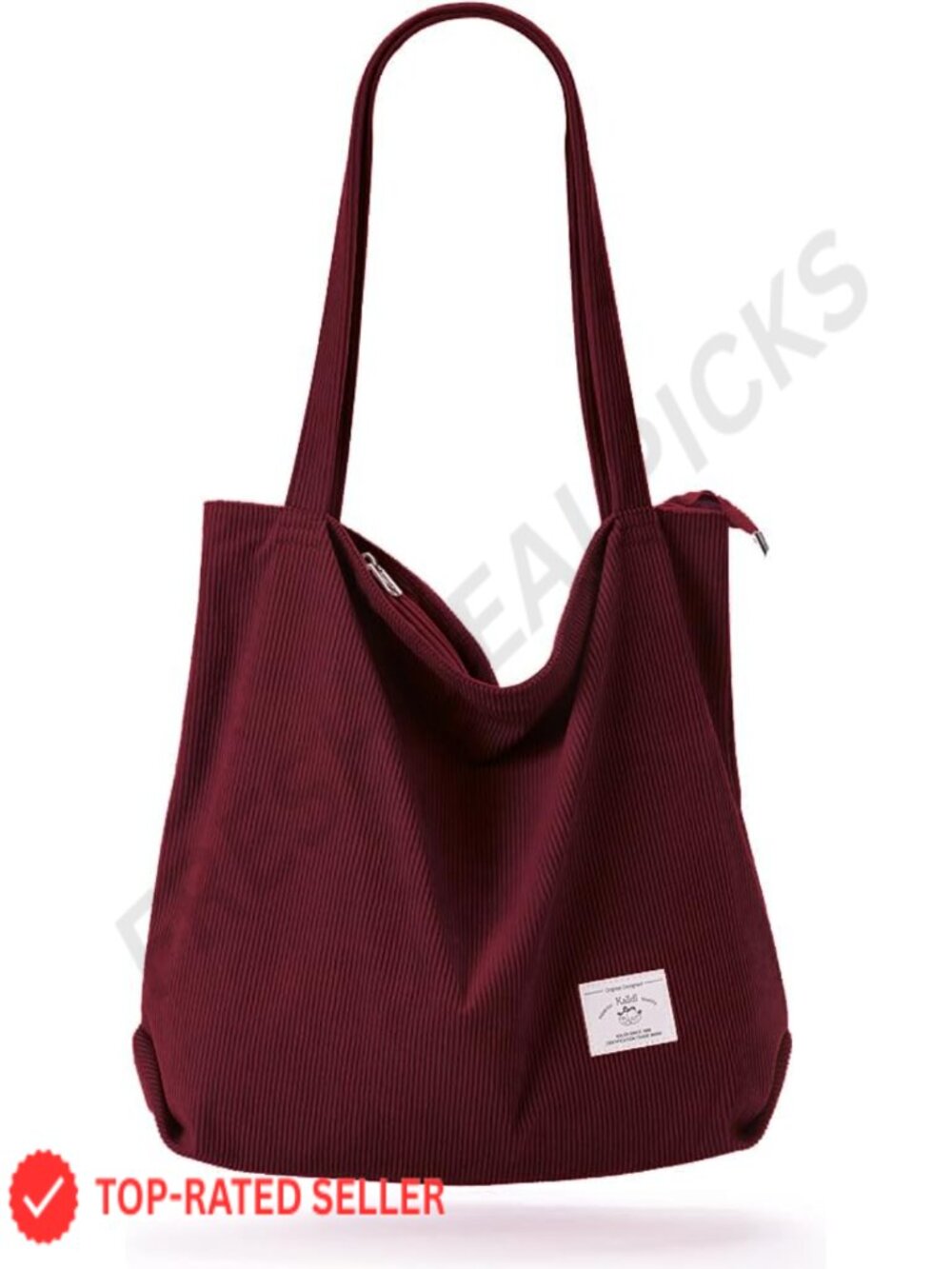 Women's Corduroy Tote Bag Large Capacity Shoulder Handbag with Pockets